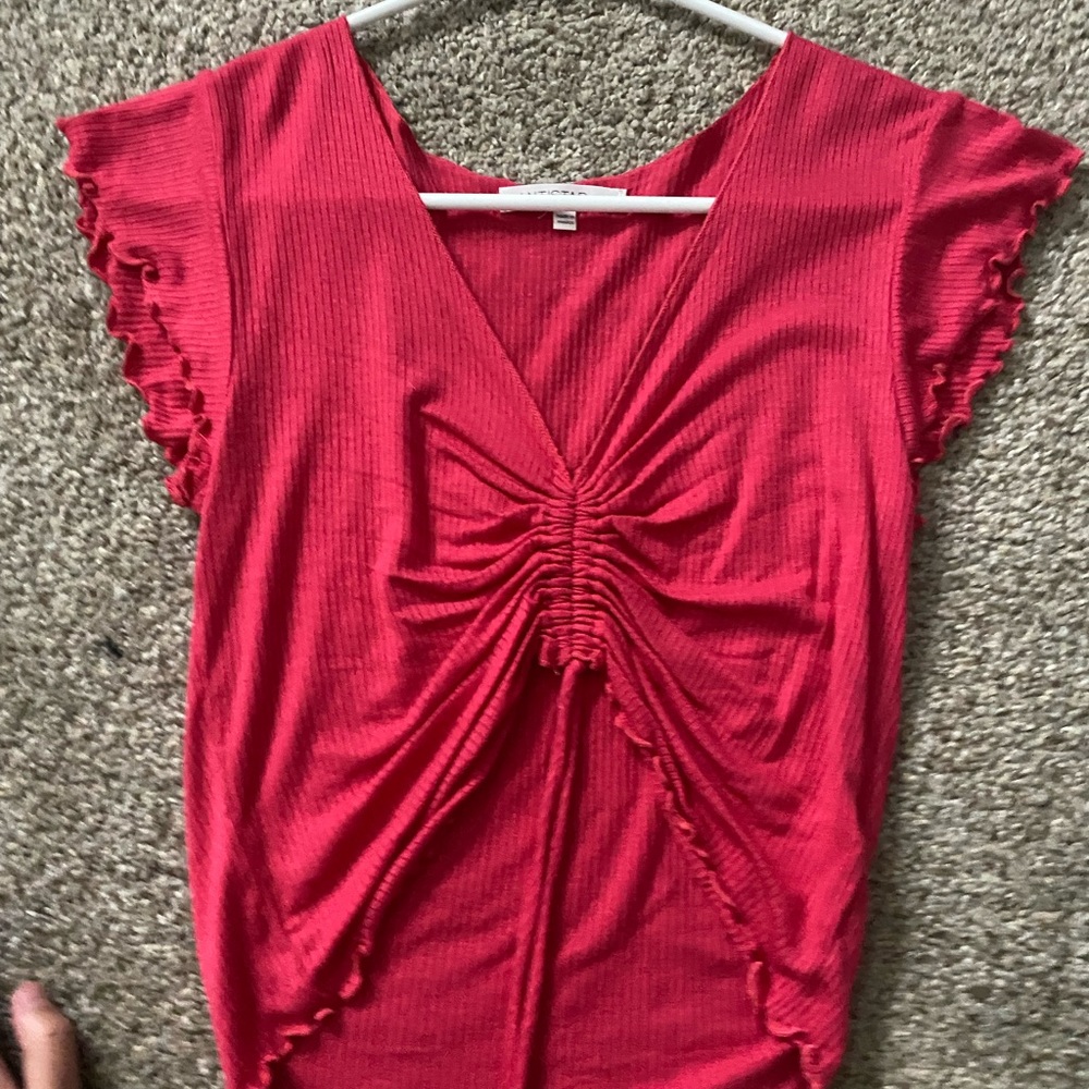 red tie string crop top, M